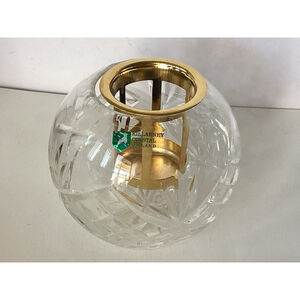 Killarney Crystal Tea Light Holder Clear Crystal Gold Tone Holder Ireland Gift